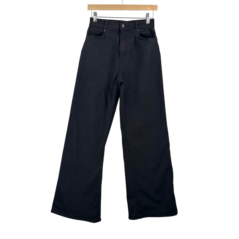 Zara Wide Leg Jeans sz 4 Black High Rise Denim Minimalist Chic money